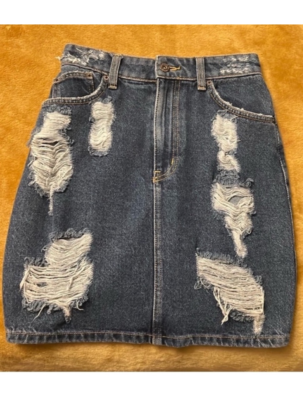 Carmar Women’s 25 Distressed Denim Skirt Dark Blue